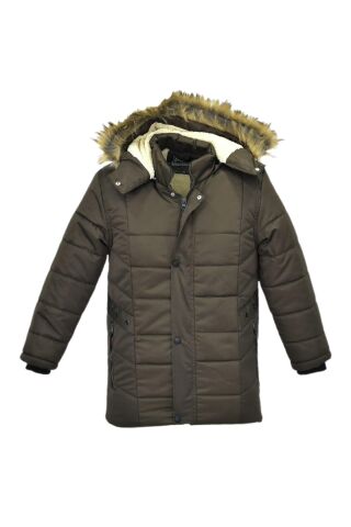 Erkek Çocuk Kapüşonlu Mont BS-2014 HAKİ - 16 YAŞ