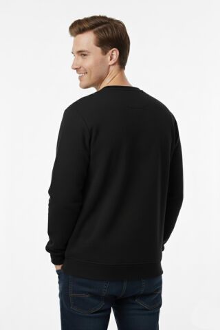 Erkek Sıfır Yaka Selanik Sweatshirt Regular Kalıp BGL-ST04926 SİYAH - 2XL