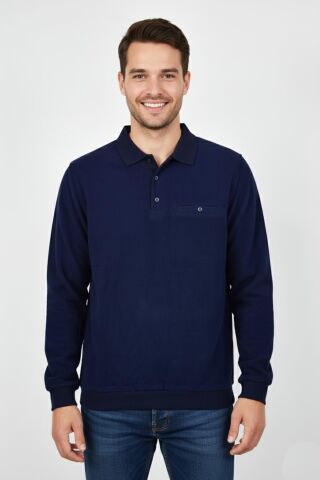 Erkek Polo Yaka Cepli Selanik Sweatshirt Regular Kalıp BGL-ST04923