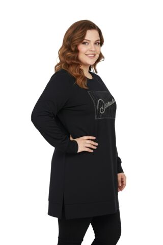 Kadın Siyah Sıfıryaka Taşlı Tunik BGL-ST05086