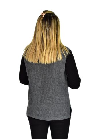 Kadın Cepli Triko Yelek BGL-ST03343 FÜME - M