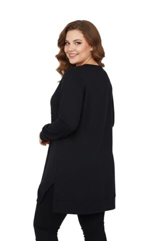 Kadın Siyah Sıfıryaka Taşlı Tunik BGL-ST05086 SİYAH - L