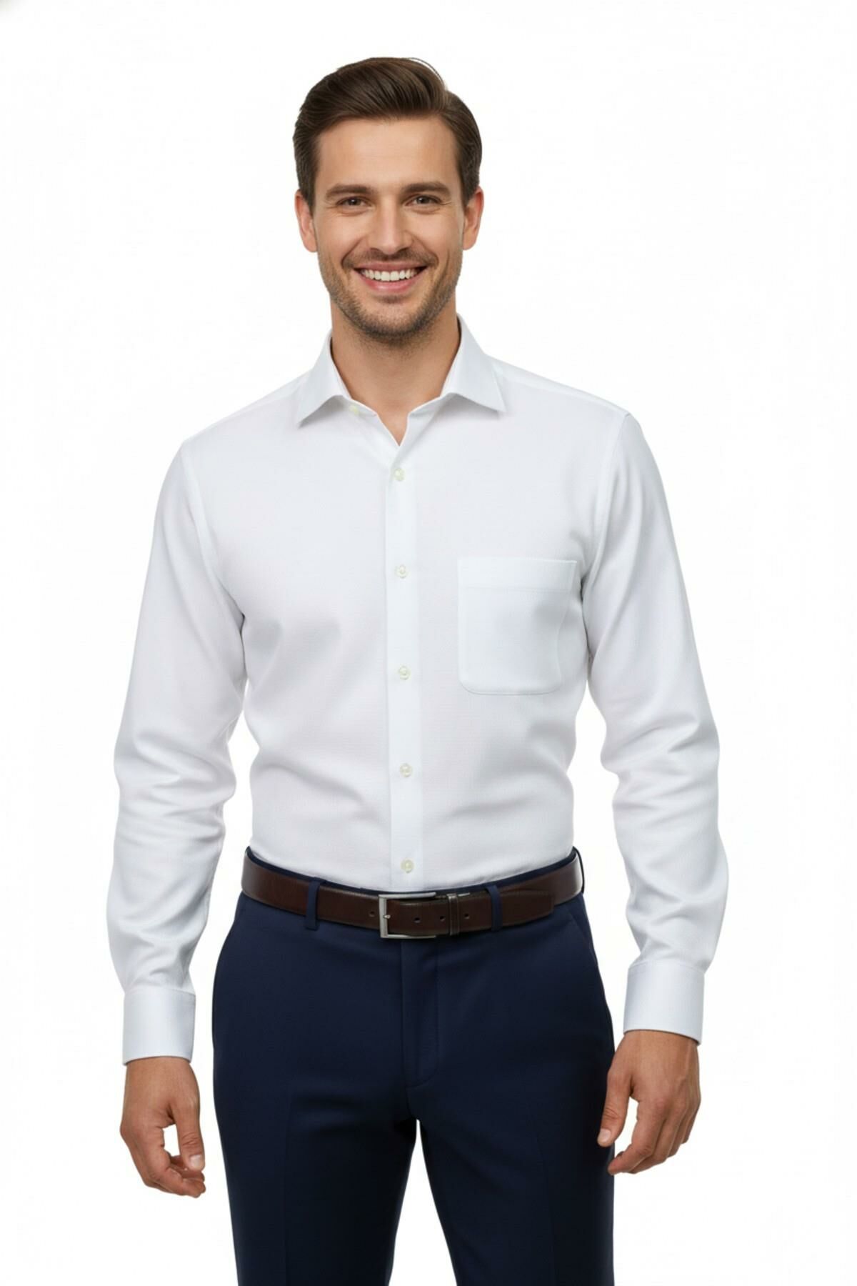 Erkek Regular Fitt Uzun Kol Petek Dokulu Gömlek 3635 BGL-ST04811