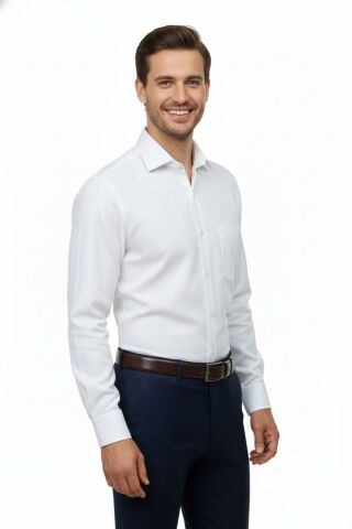 Erkek Regular Fitt Uzun Kol Petek Dokulu Gömlek 3635 BGL-ST04811