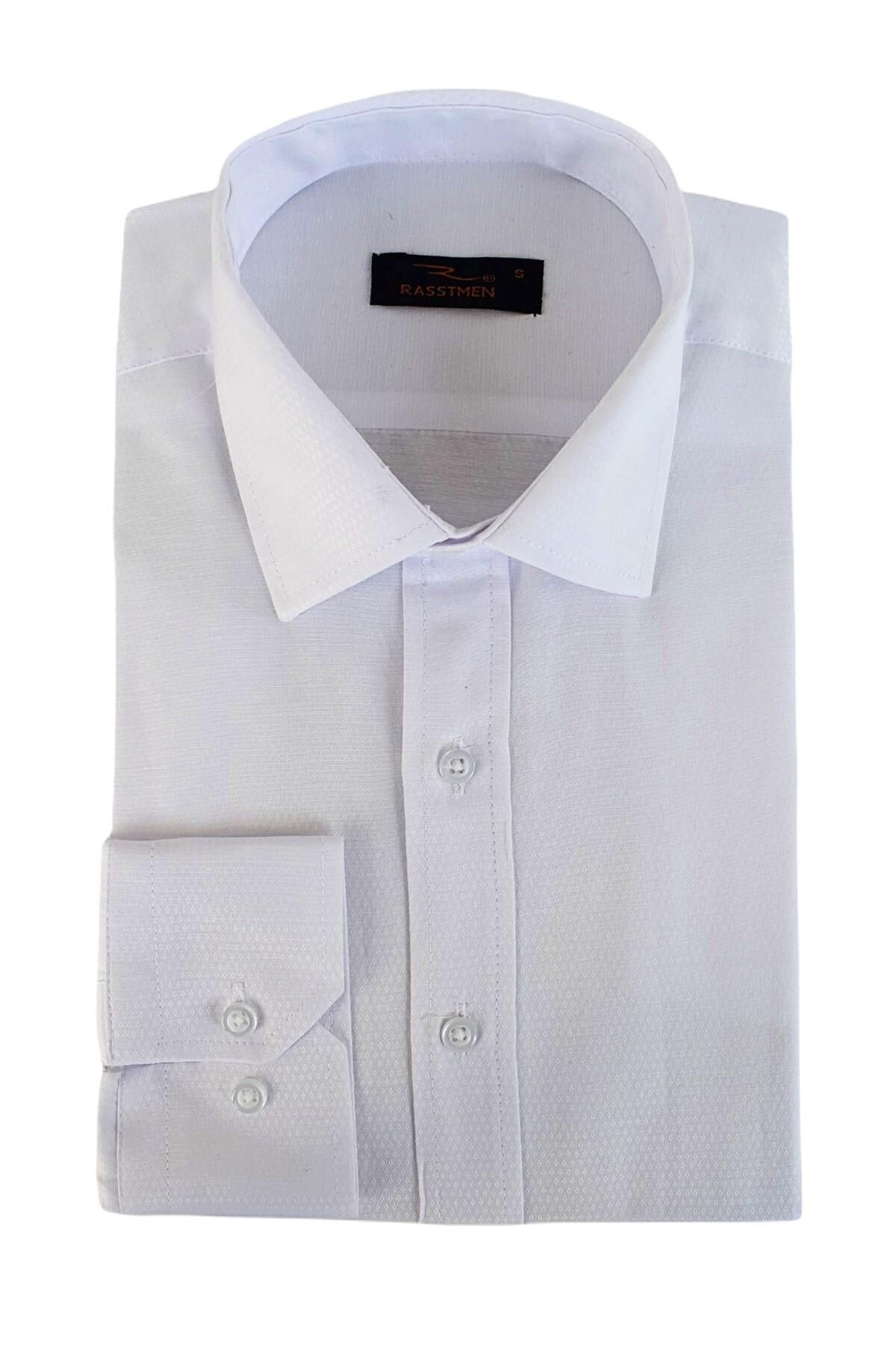 Erkek Silim Fit Armürlü Gömlek BGL-ST02492 BEYAZ - XL