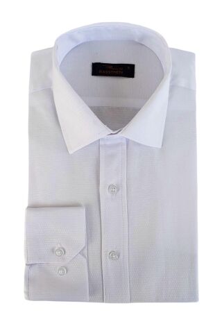 Erkek Silim Fit Armürlü Gömlek BGL-ST02492 BEYAZ - XL