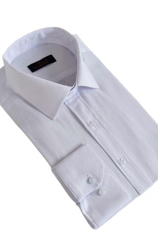 Erkek Silim Fit Armürlü Gömlek BGL-ST02492 BEYAZ - XL