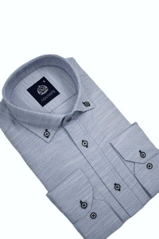 Erkek Silim Fitt Uzun Kol Gömlek Hasır Dokuma BGL-ST02983 GRİ - S