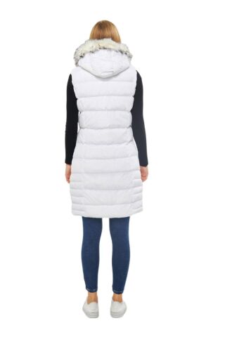 Kadın Kapüşonlu Uzun Yelek 5003 BGL-ST01646 BEYAZ - S