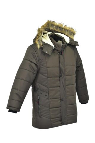 Erkek Çocuk Kapüşonlu Mont BS-2014 HAKİ - 16 YAŞ
