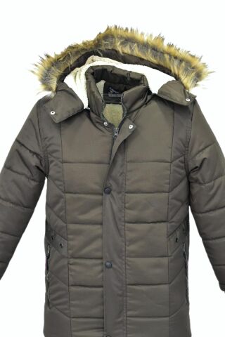 Erkek Çocuk Kapüşonlu Mont BS-2014 HAKİ - 16 YAŞ