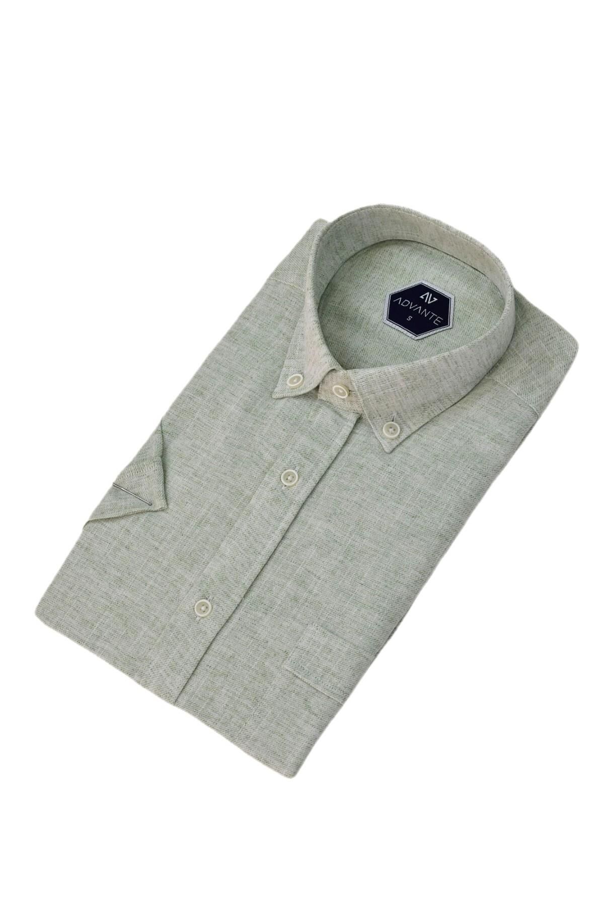 Erkek Klasik Tek Cepli Kısa Kol Gömlek BGL-ST04557 YEŞİL - XL