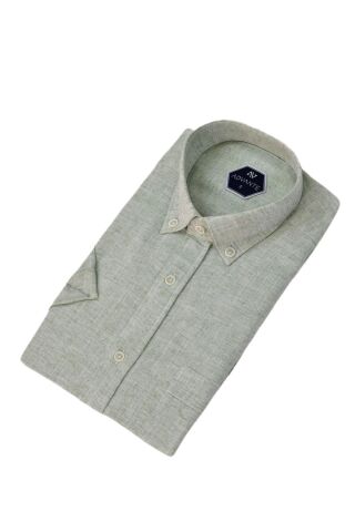 Erkek Klasik Tek Cepli Kısa Kol Gömlek BGL-ST04557 YEŞİL - XL