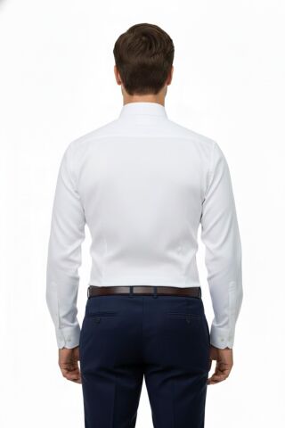 Erkek Regular Fitt Uzun Kol Petek Dokulu Gömlek 3635 BGL-ST04811 BEYAZ - S