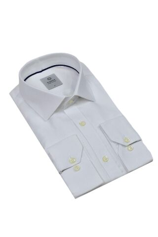 Erkek Regular Fitt Uzun Kol Petek Dokulu Gömlek 3635 BGL-ST04811 BEYAZ - M