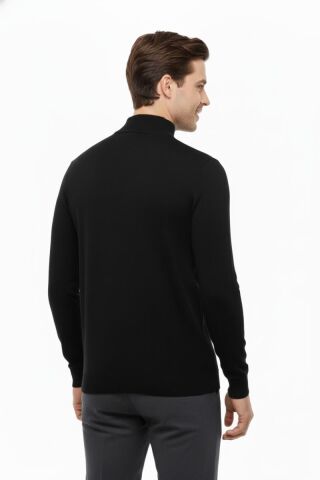 Erkek Yarım Balıkçı Kazak Çelik Örgü Regular Kalıp 5204B BGL-ST04855 SİYAH - 2XL