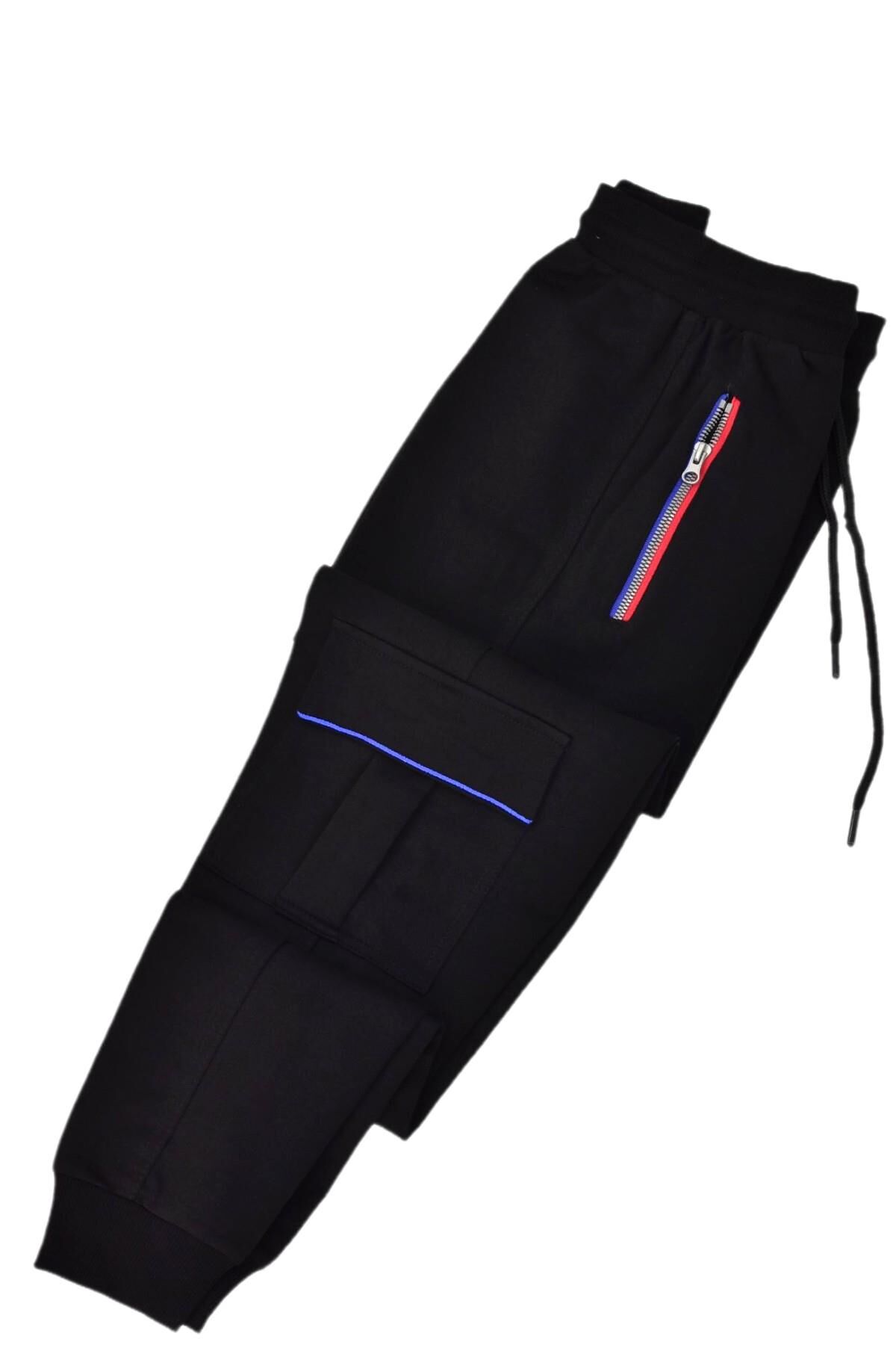 Kadın Kargo Cepli Manşetli Tek Eşofman Altı BGL-ST04769 SİYAH - XL
