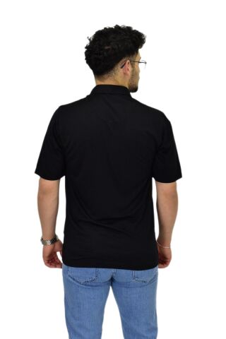 Erkek Büyük Beden Gömlek Yaka Tişört T6065 BGL-ST04540 SİYAH - 3XL