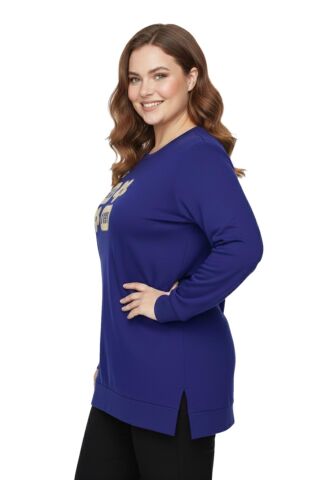 Kadın Sıfıryaka Taşlı Tunik BGL-ST05087 İNDİGO - 2XL