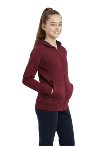 Bordo Fermuarlı Kapüşonlu Cepli Kız Erkek Sweatshirt BGL-ST04999 BORDO - 16 YAŞ