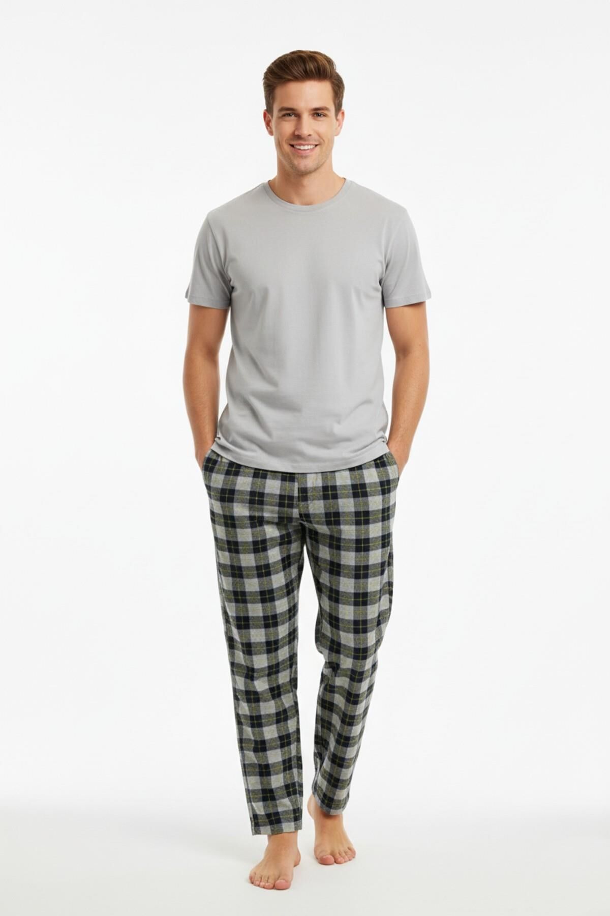 Erkek Tek Penye Pijama Alt BGL-ST05006 SARI - S