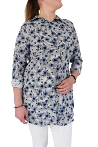 Kadın Tunik Papatya Desenli Almira 1597 Bgl-st00999 LACİVERT - 42