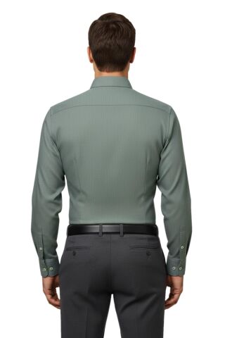 Erkek Slim Fitt Uzun Kol Petek Dokulu Gömlek 3850 BGL-ST04812 ELMA - XL