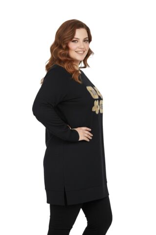 Kadın Sıfıryaka Taşlı Tunik BGL-ST05087 SİYAH - 2XL