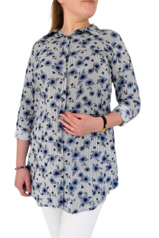 Kadın Tunik Papatya Desenli Almira 1597 Bgl-st00999 LACİVERT - 44