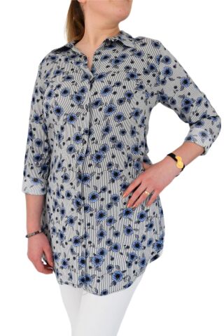 Kadın Tunik Papatya Desenli Almira 1597 Bgl-st00999 LACİVERT - 44