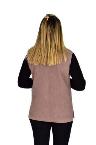 Kadın Cepli Triko Yelek BGL-ST03343 PUDRA - L