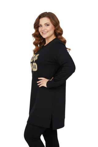 Kadın Sıfıryaka Taşlı Tunik BGL-ST05087 SİYAH - 3XL