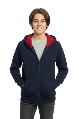 Lacivert Fermuarlı Kapüşonlu Cepli Kız Erkek Sweatshirt BGL-ST05000