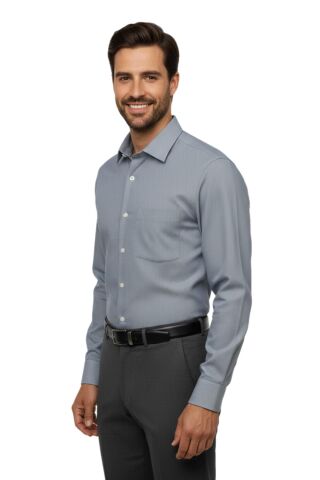 Erkek Slim Fitt Uzun Kol Petek Dokulu Gömlek 3850 BGL-ST04812 GRİ - M