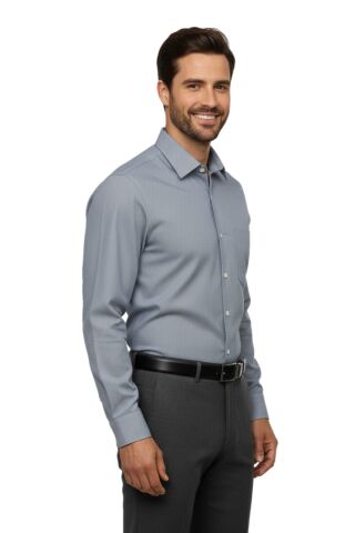 Erkek Slim Fitt Uzun Kol Petek Dokulu Gömlek 3850 BGL-ST04812 GRİ - M
