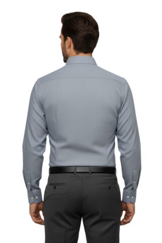 Erkek Slim Fitt Uzun Kol Petek Dokulu Gömlek 3850 BGL-ST04812 GRİ - M