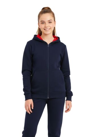 Lacivert Fermuarlı Kapüşonlu Cepli Kız Erkek Sweatshirt BGL-ST05000 LACİVERT - 13 YAŞ