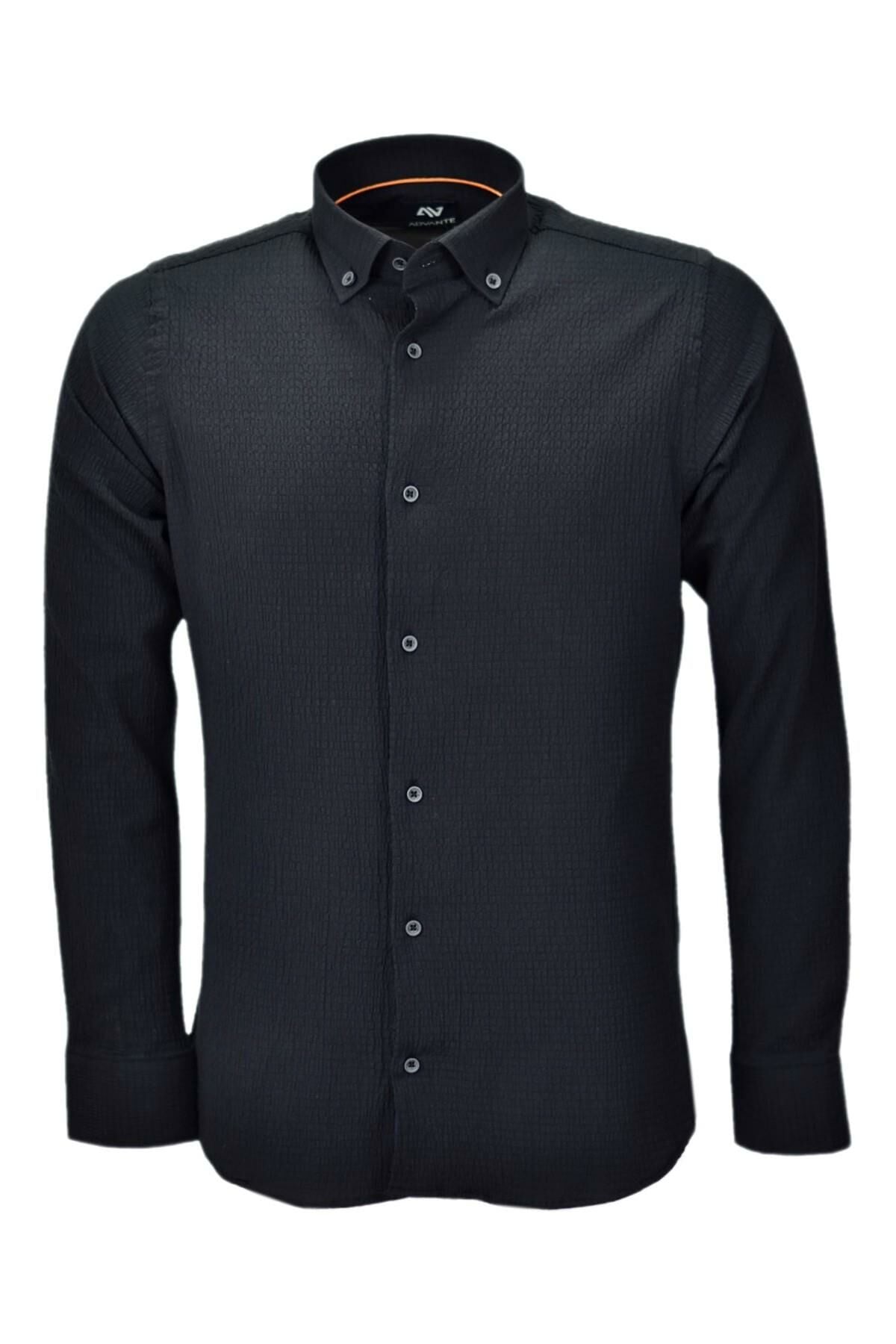 Erkek Silim Fit Spor Gofre Uzun Kol Gömlek BGL-ST03898