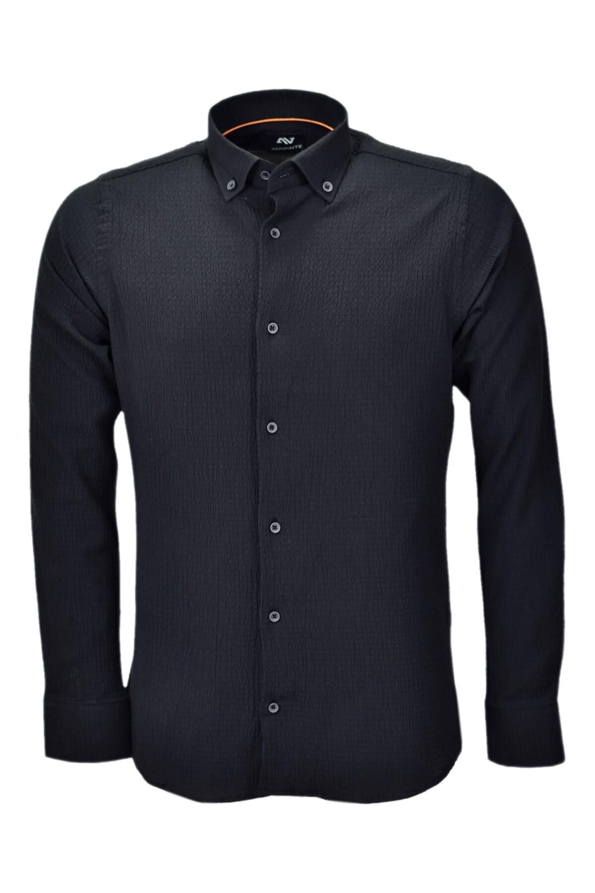 Erkek Silim Fit Spor Gofre Uzun Kol Gömlek BGL-ST03898