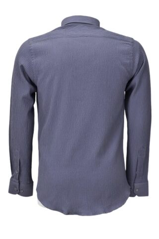 Erkek Silim Fit Spor Gofre Uzun Kol Gömlek BGL-ST03898 ANTRASİT - S