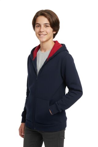 Lacivert Fermuarlı Kapüşonlu Cepli Kız Erkek Sweatshirt BGL-ST05000 LACİVERT - 15 YAŞ