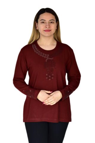 Kadın Nergiz Mevsimlik Bluz BGL-ST03377 MOR - XL