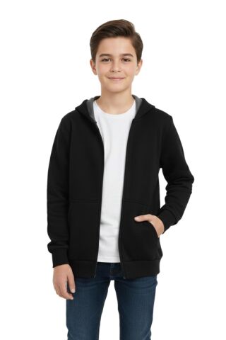 Siyah Fermuarlı Kapüşonlu Cepli Kız Erkek Sweatshirt BGL-ST05001