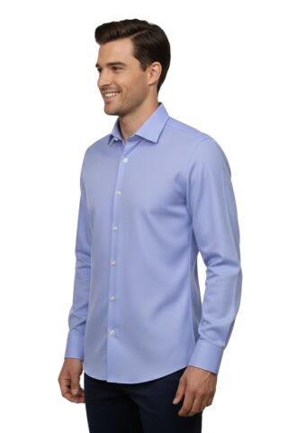 Erkek Slim Fitt Uzun Kol Petek Dokulu Gömlek 2400 BGL-ST04810 MAVİ - S