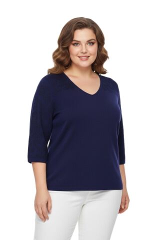Kadın V Yaka Yaka Truva Kol Kazak BGL-ST05081 LACİVERT - M/L