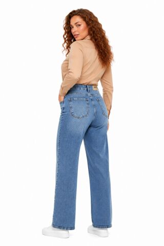 Kadın Yüksek Bel Wide Leg Denim Bol Pantolon BGL-ST05449 BUZ.MAVİ - 33/34