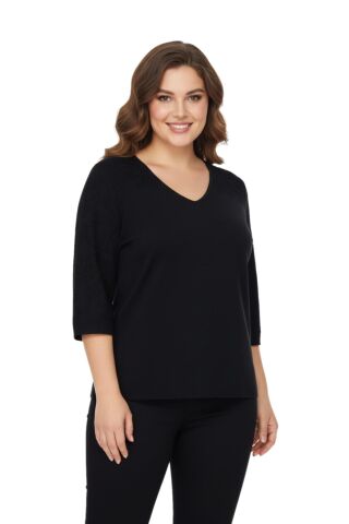 Kadın V Yaka Yaka Truva Kol Kazak BGL-ST05081 SİYAH - M/L