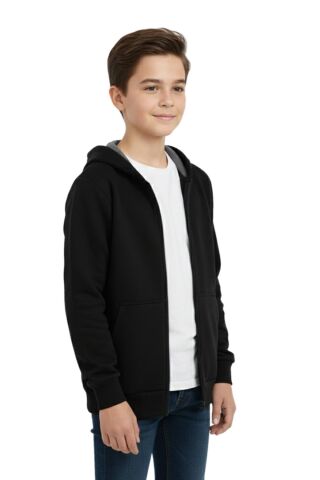 Siyah Fermuarlı Kapüşonlu Cepli Kız Erkek Sweatshirt BGL-ST05001 SİYAH - 15 YAŞ