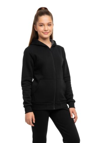 Siyah Fermuarlı Kapüşonlu Cepli Kız Erkek Sweatshirt BGL-ST05001 SİYAH - 15 YAŞ