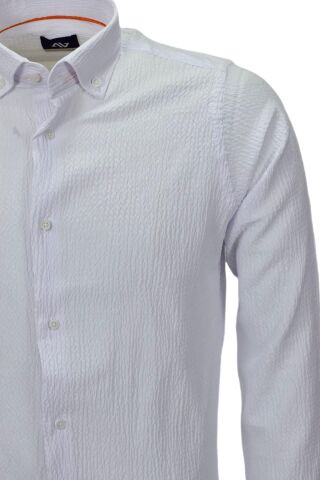 Erkek Silim Fit Spor Gofre Uzun Kol Gömlek BGL-ST03898 BEYAZ - M